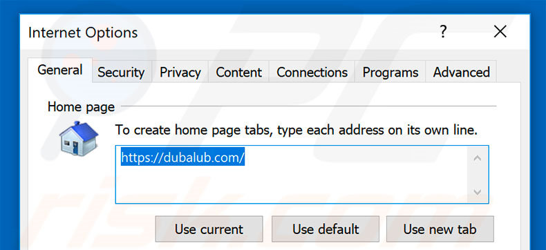 Removing dubalub.com from Internet Explorer homepage