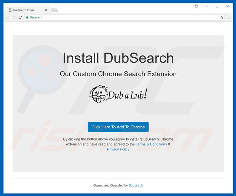 Website used to promote DubSearch browser hijacker