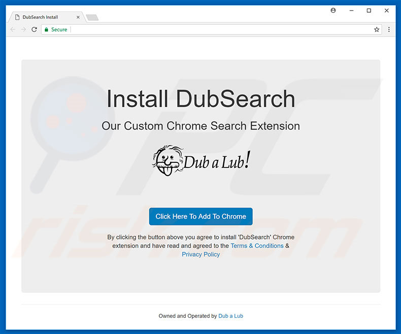 Website used to promote DubSearch browser hijacker