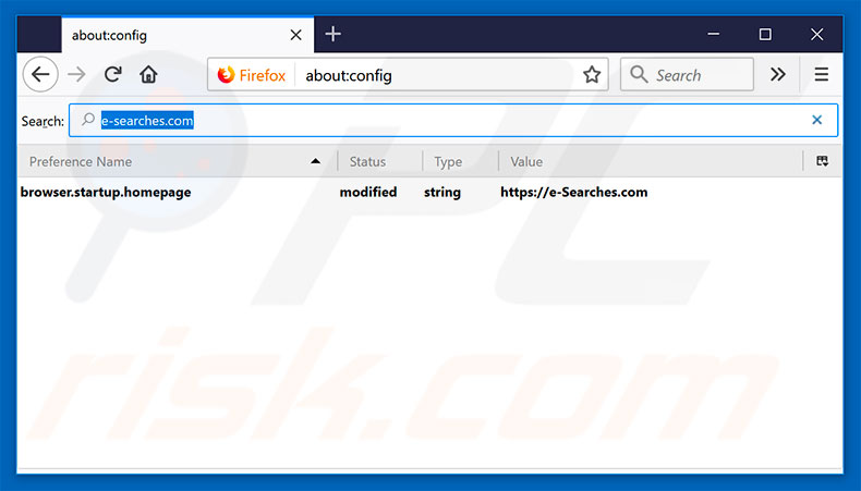 Removing e-searches.com from Mozilla Firefox default search engine