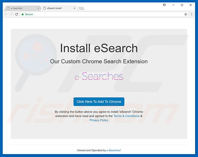 Website used to promote eSearches browser hijacker