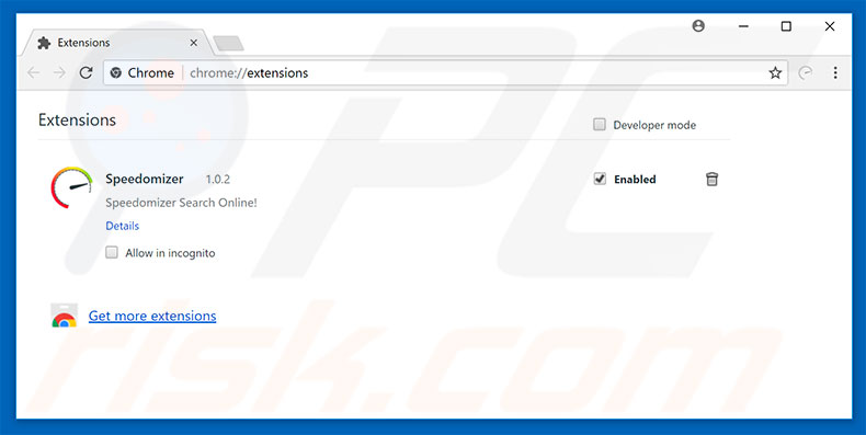 Removing feed.speedomizer.com related Google Chrome extensions