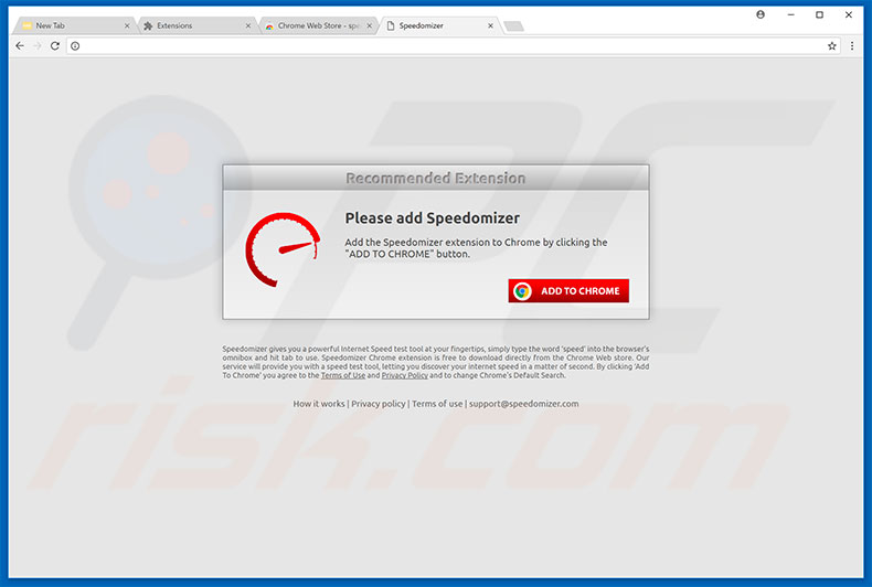 Website used to promote Speedomizer browser hijacker