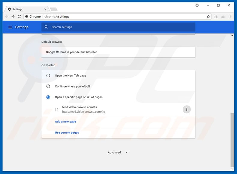 Removing feed.video-browse.com from Google Chrome homepage