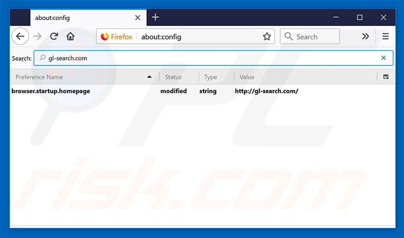 Removing gl-search.com from Mozilla Firefox default search engine