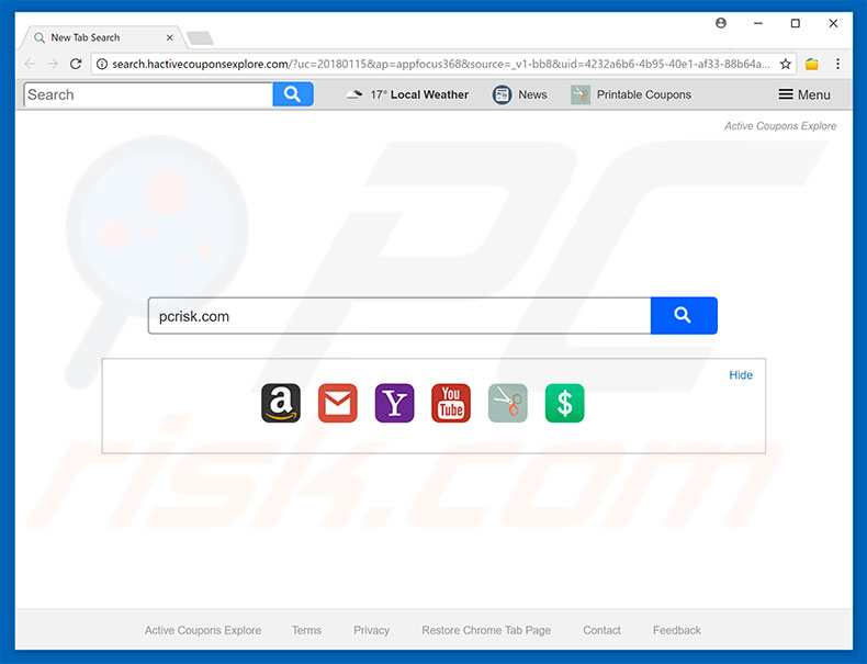 search.hactivecouponsexplore.com browser hijacker