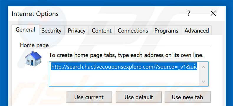 Removing search.hactivecouponsexplore.com from Internet Explorer homepage