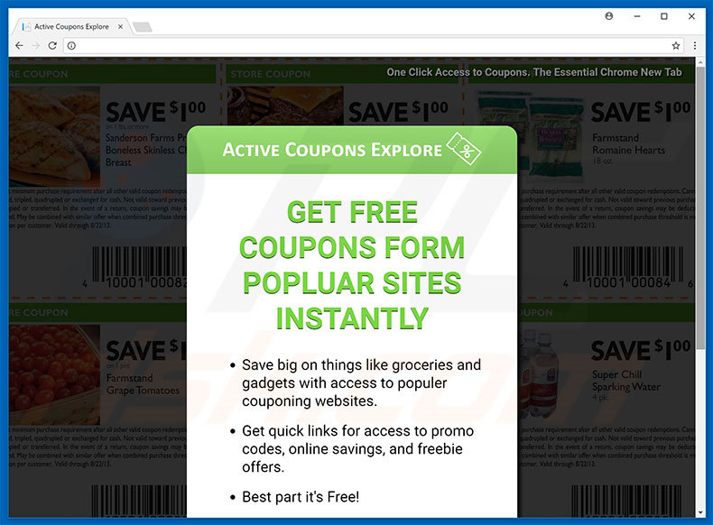 Website used to promote Active Coupons Explore browser hijacker