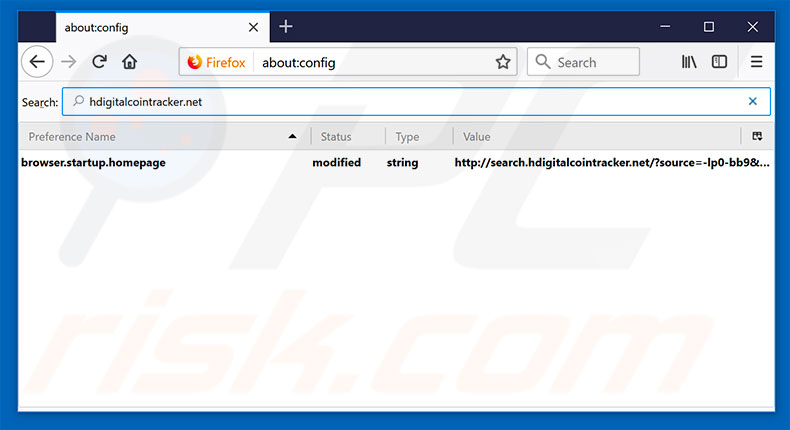 Removing search.hdigitalcointracker.net from Mozilla Firefox default search engine