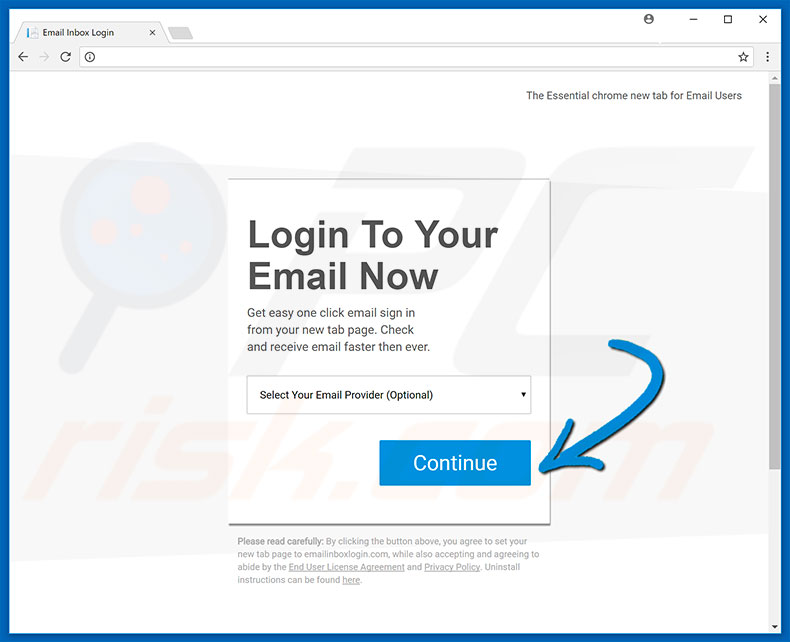 Website used to promote Email Inbox Login browser hijacker