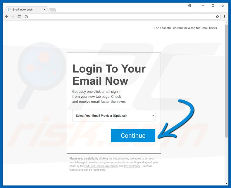 Website used to promote Email Inbox Login browser hijacker