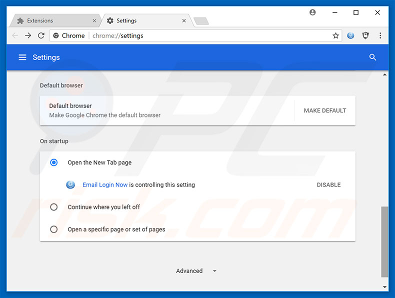 Removing search.hemailloginnow.com from Google Chrome homepage