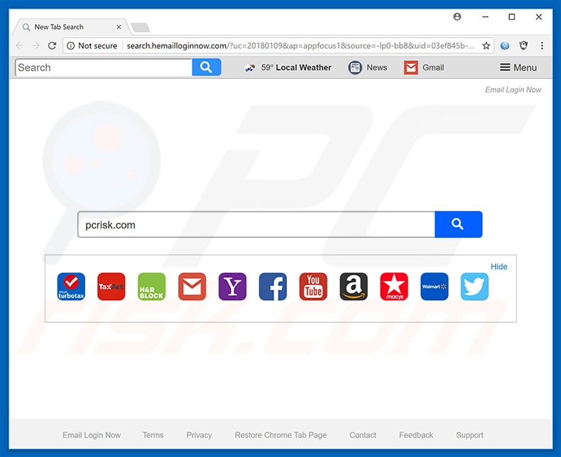 search.hemailloginnow.com browser hijacker