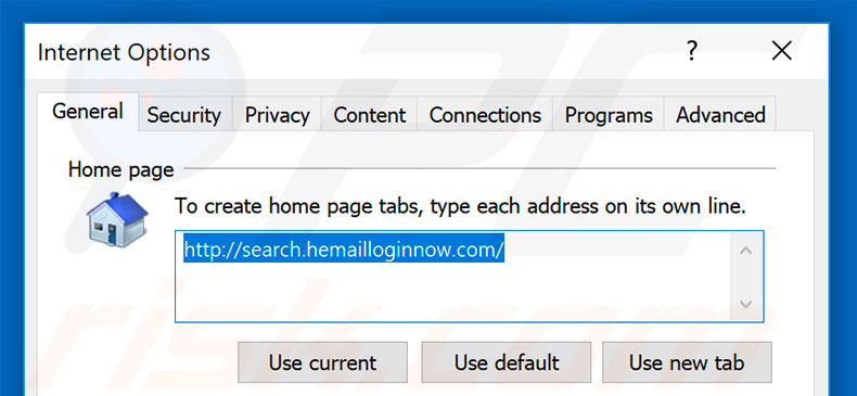 Removing search.hemailloginnow.com from Internet Explorer homepage