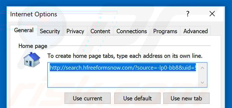 Removing search.hfreeformsnow.com from Internet Explorer homepage