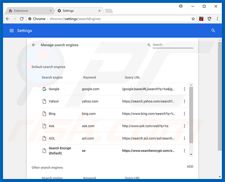 Removing search.hgetsports.net from Google Chrome default search engine