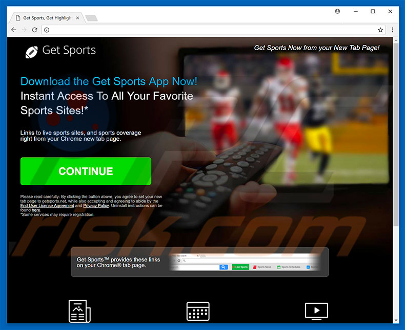 Website used to promote Get Sports browser hijacker