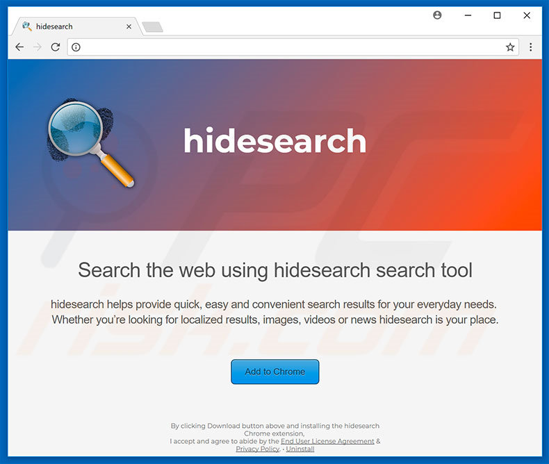 Website used to promote hidesearch browser hijacker