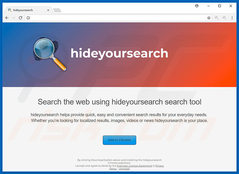 Website used to promote hideyoursearch browser hijacker