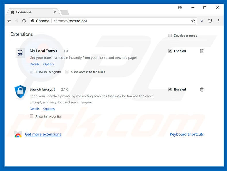Removing search.hmylocaltransit.co related Google Chrome extensions