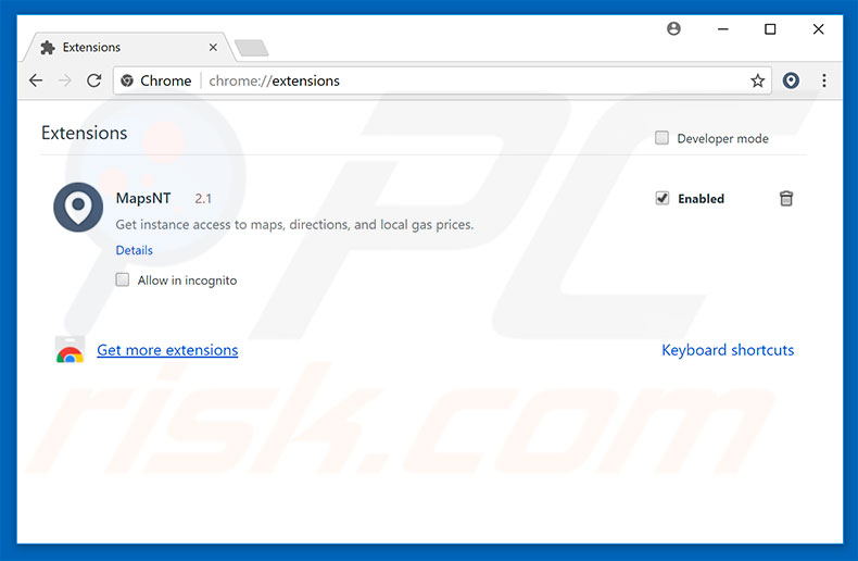 Removing home.mapsnt.com related Google Chrome extensions