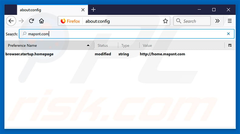 Removing home.mapsnt.com from Mozilla Firefox default search engine