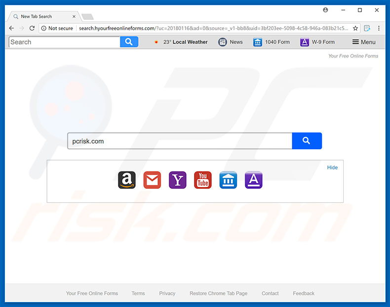 search.hyourfreeonlineforms.com browser hijacker