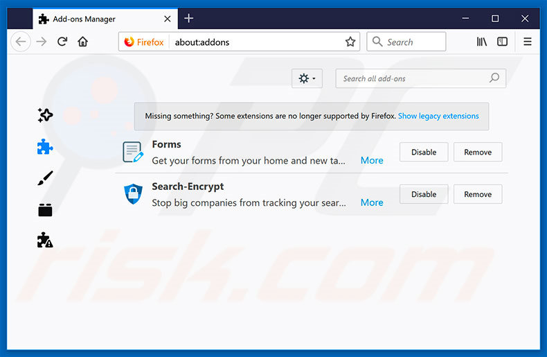 Removing search.iezbrowsing.com related Mozilla Firefox extensions