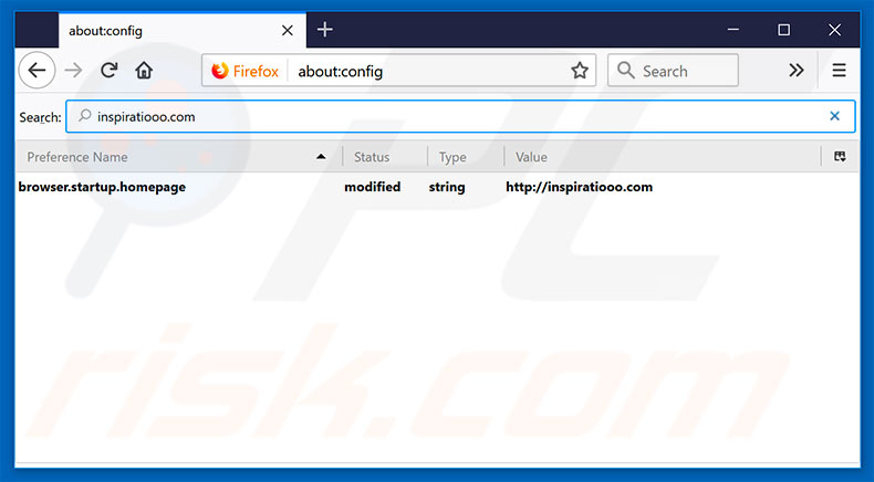 Removing inspiratiooo.com from Mozilla Firefox default search engine