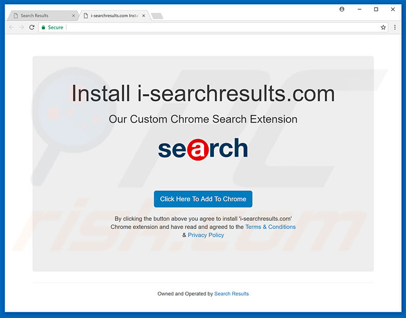 Website used to promote i-searchresults.com fake search engine