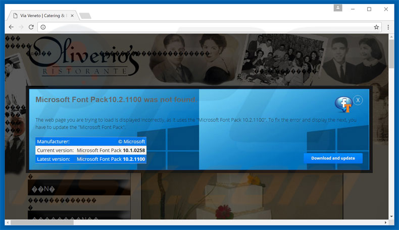 Microsoft Font Pack Was Not Found adware