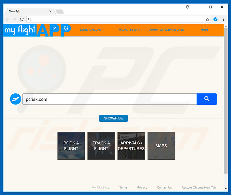 home.myflightapp.com browser hijacker