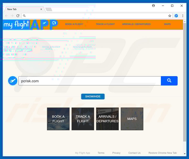 home.myflightapp.com browser hijacker