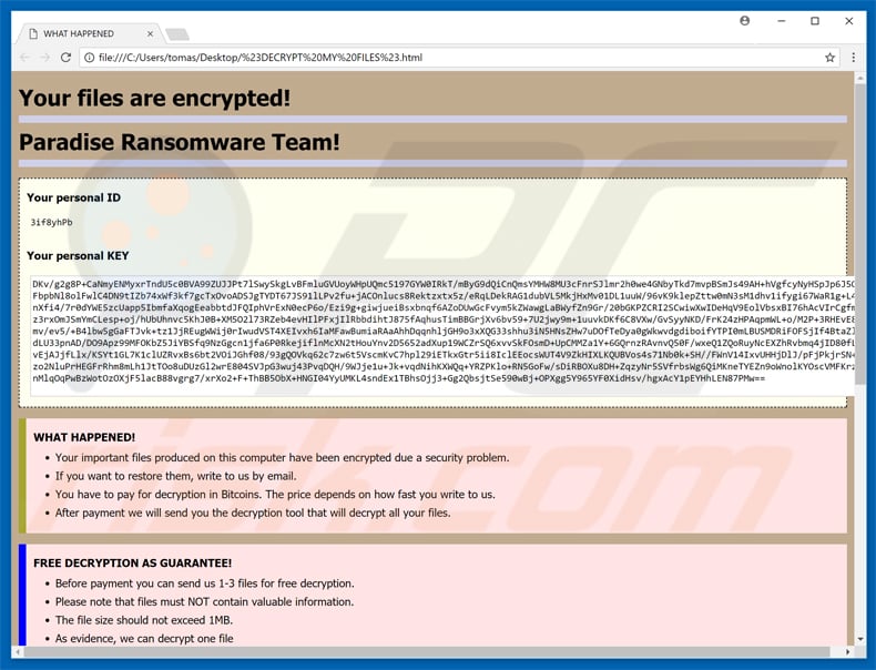 paradise ransomware team variant