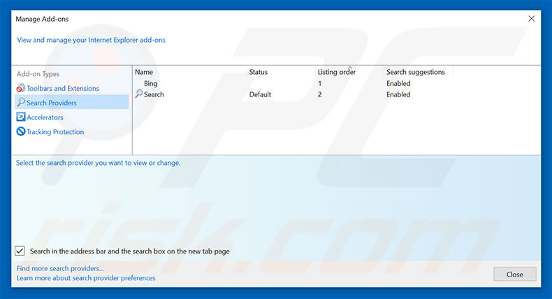 Removing private-seeking.com from Internet Explorer default search engine