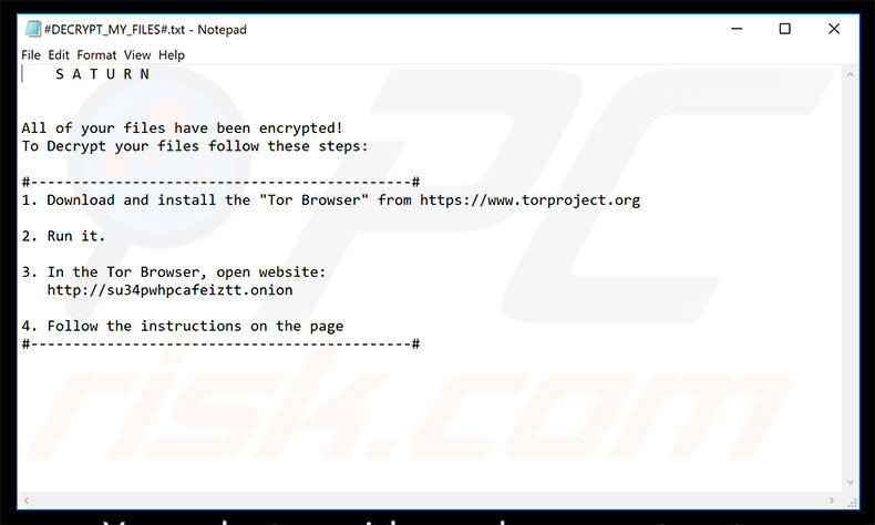 Saturn decrypt instructions (#DECRYPT_MY_FILES#.txt)