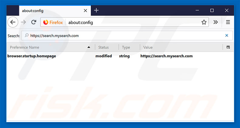 Removing search.mysearch.com from Mozilla Firefox default search engine