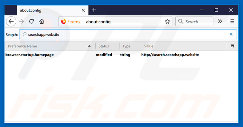 Removing search.searchapp.website from Mozilla Firefox default search engine