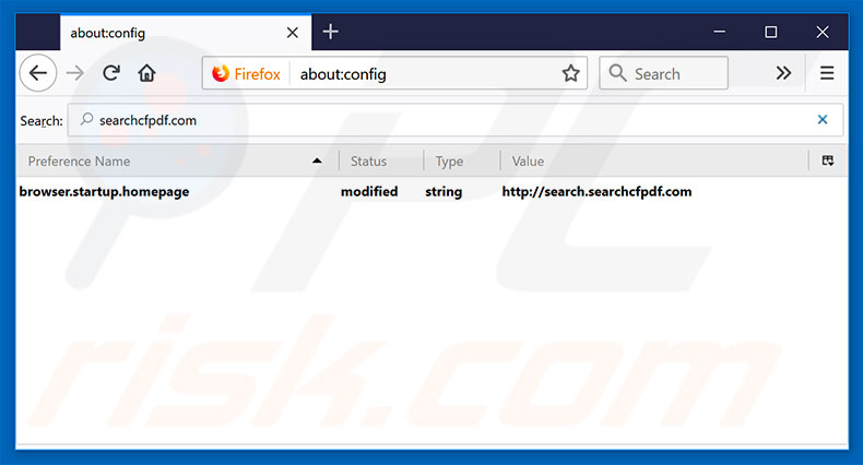 Removing search.searchcfpdf.com from Mozilla Firefox default search engine