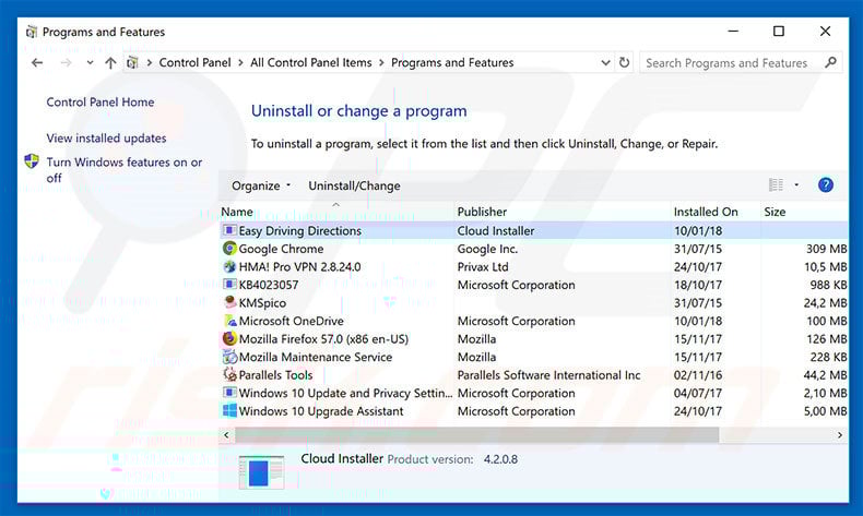 search.searchedd.com browser hijacker uninstall via Control Panel