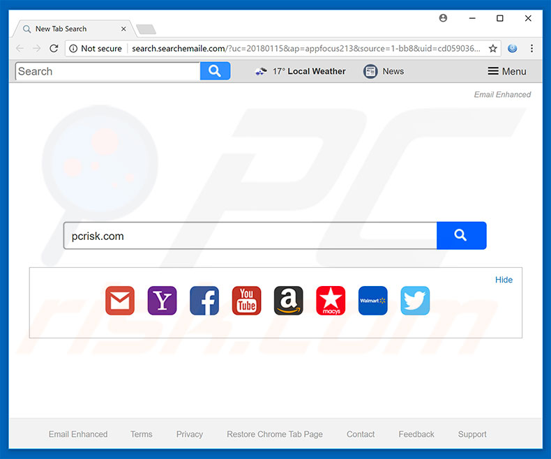 search.searchemaile.com browser hijacker