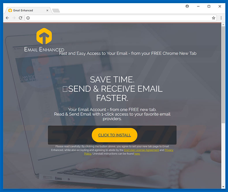 Website used to promote Email Enhanced browser hijacker