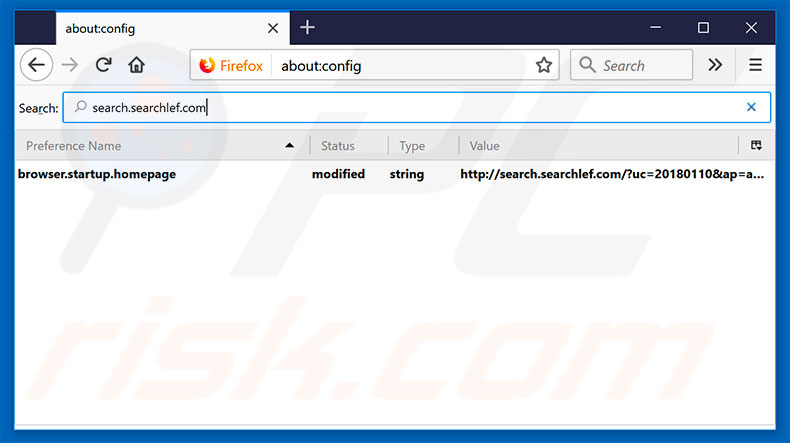 Removing search.searchlef.com from Mozilla Firefox default search engine