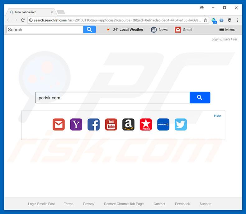 search.searchlef.com browser hijacker