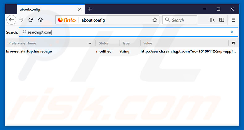 Removing search.searchqpt.com from Mozilla Firefox default search engine