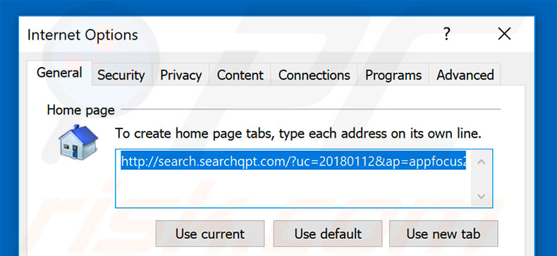 Removing search.searchqpt.com from Internet Explorer homepage