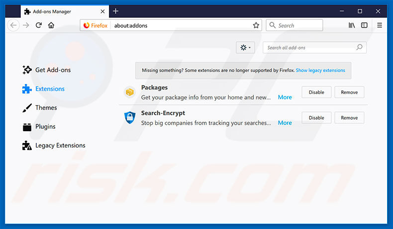 Removing search.searchtpn.com related Mozilla Firefox extensions