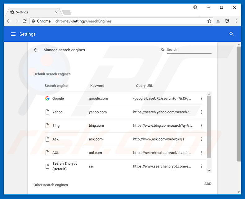 Removing search.searchtsbn.com from Google Chrome default search engine