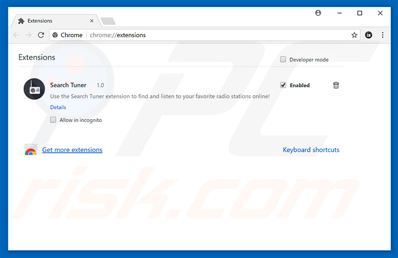 Removing searchtuner.com related Google Chrome extensions