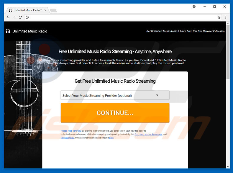 Website used to promote Unlimited Music Radio browser hijacker
